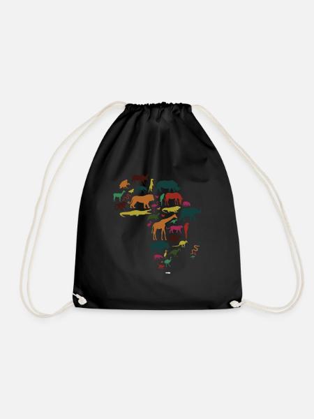 African Design for African Animal Lovers - Drawstring Bag - black