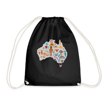 Australian Continent Design for Australia Lovers - Drawstring Bag - black - Front