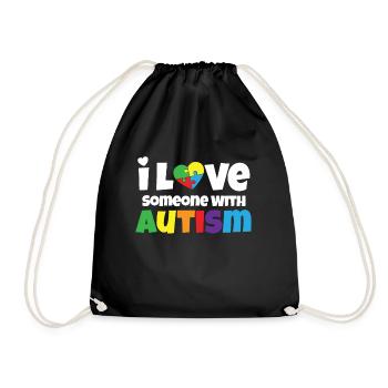 Autism Love Autism Gift - Drawstring Bag - black - Front