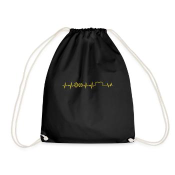 Autism Heartbeat Autism Gift - Drawstring Bag - black - Front