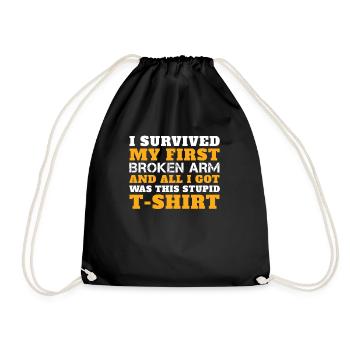 Broken Arm Broken Bones Design - Drawstring Bag - black - Front