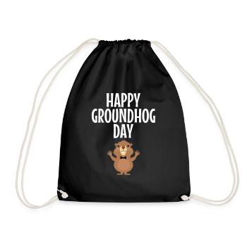 Happy Groundhog Day GroundHog Day Design - Drawstring Bag - black - Front