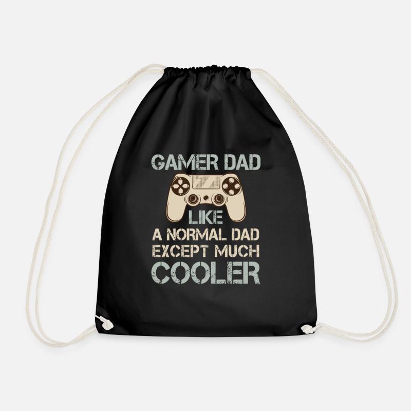Gamer Dad Video Game Dad Father - Drawstring Bag - black