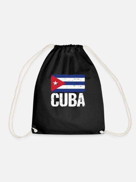 Cuba Distressed Flag Cuban Cubano - Drawstring Bag - black