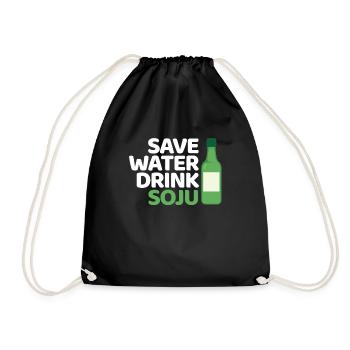 Save Water Drink Soju Korean Alcohol - Drawstring Bag - black - Front