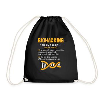 Biohacking Definition verb Dictionary Biohacking - Drawstring Bag - black - Front