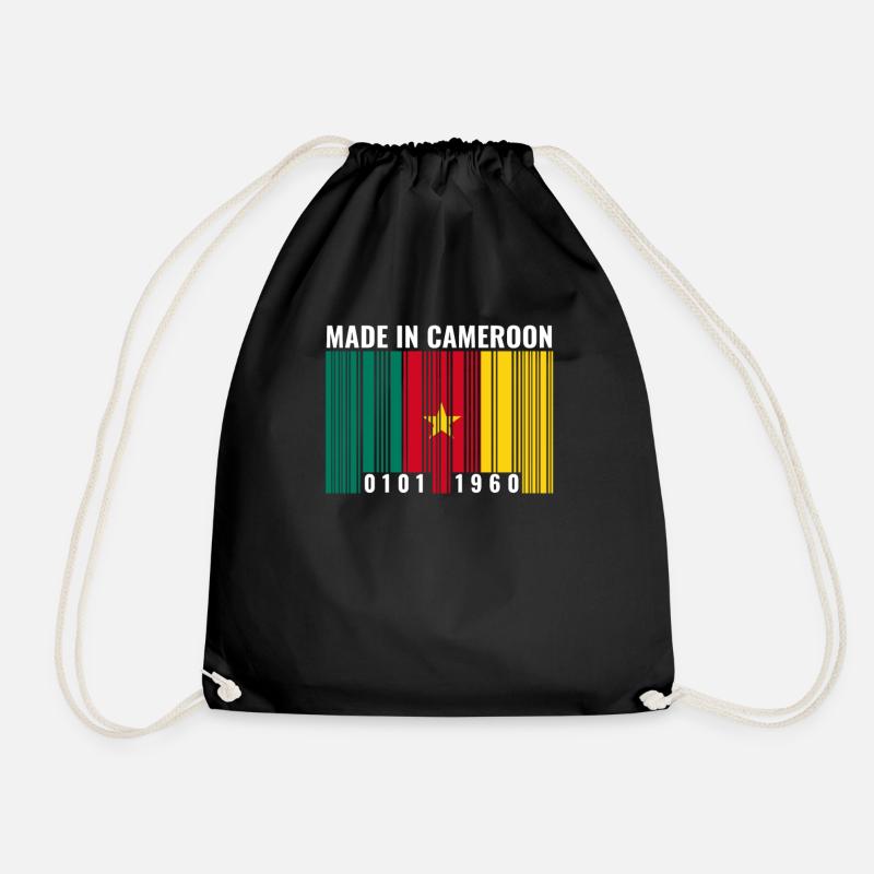 Cameroon Heritage Cameroonian Roots Barcode - Drawstring Bag - black