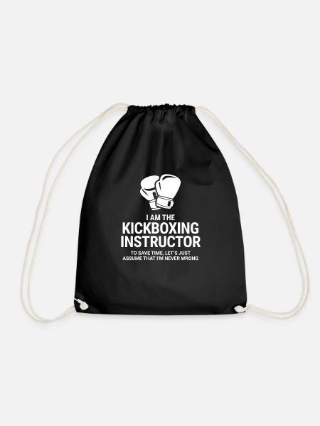 Kickboxing Instuctor Quote - Drawstring Bag - black