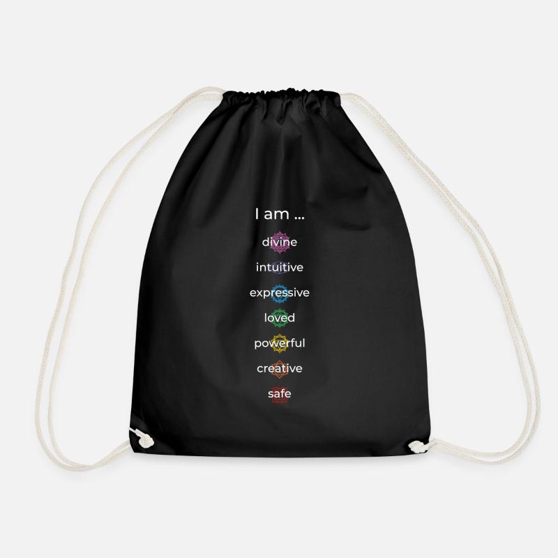 Chakra Meditation Seven Chakra Colors - Drawstring Bag - black