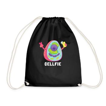 Science Cell Cellfie Picture Cell Phone Pun - Drawstring Bag - black - Front