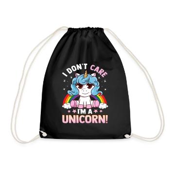 Je m’en fous je suis une licorne - Sac de sport léger - noir - Devant