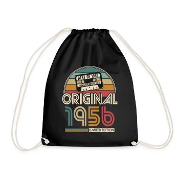 Born in 1956 Vintage Birthday Retro - Drawstring Bag - black - Front