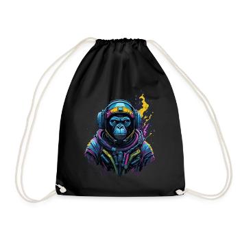 monkey cosmonaut - Turnbeutel - Schwarz - Vorne