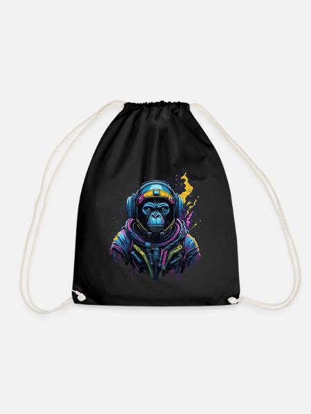 monkey cosmonaut - Turnbeutel - Schwarz