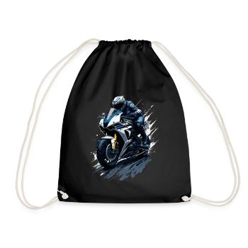 Sport motorcycle illustration - Drawstring Bag - black - Front