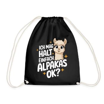 Alpaca llama alpacas animal - Drawstring Bag - black - Front
