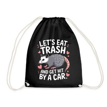 Opossum Possum Animal - Drawstring Bag - black - Front