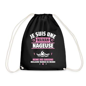 Je suis une maman nageuse, cadeau fête des mères - Sac de sport léger - noir - Devant