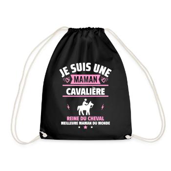 Je suis une maman cavalière, cadeau fête des mères - Sac de sport léger - noir - Devant