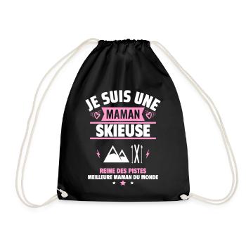 Je suis une maman skieuse, cadeau fête des mères - Sac de sport léger - noir - Devant