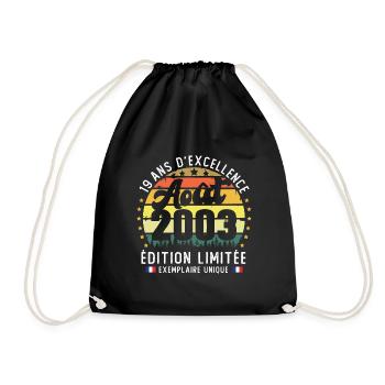 19 Ans Anniversaire Vintage Né en Août 2003 - Sac de sport léger - noir - Devant
