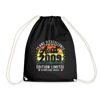 13 Ans Anniversaire Vintage Né en Août 2009 - Sac de sport léger - noir - Devant
