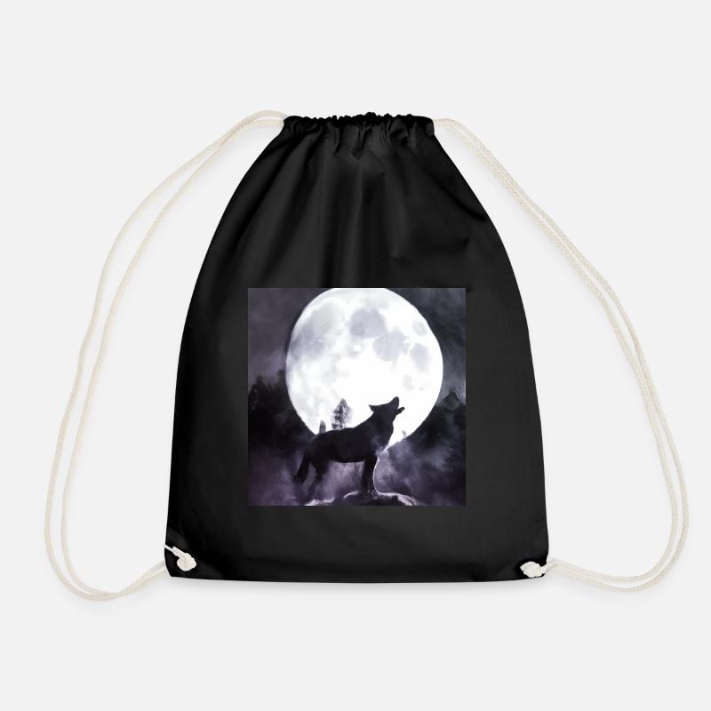 Wolf heult den Mond an - Turnbeutel - Schwarz