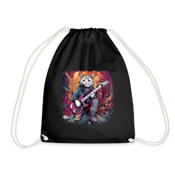 Cat Musicien E Guitare Smell N Roll Music Animal - Sac de sport léger - noir - Devant