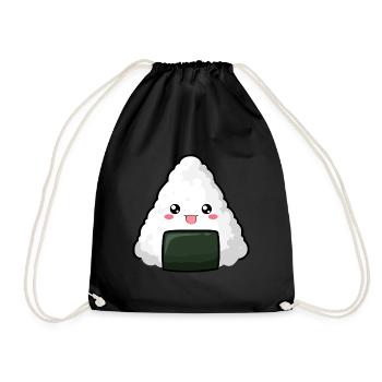 Kawaii Onigiri - Anime Hemd - Turnbeutel - Schwarz - Vorne