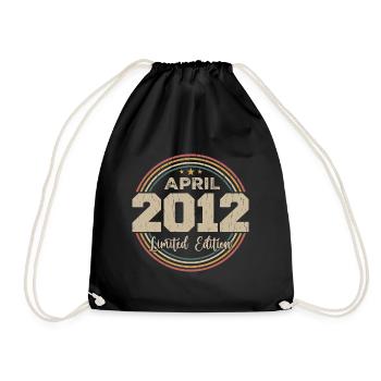 April 2012 Birthday Gift April 2012 Retro - Drawstring Bag - black - Front