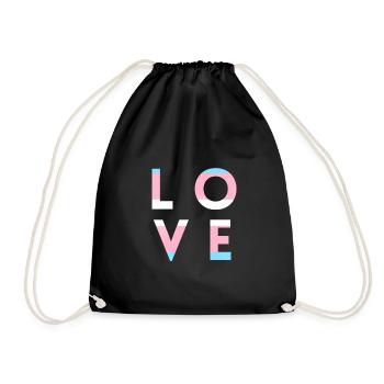 LOVE LGBT Trans LGBTQIA LGBT Pride Rainbow - Drawstring Bag - black - Front