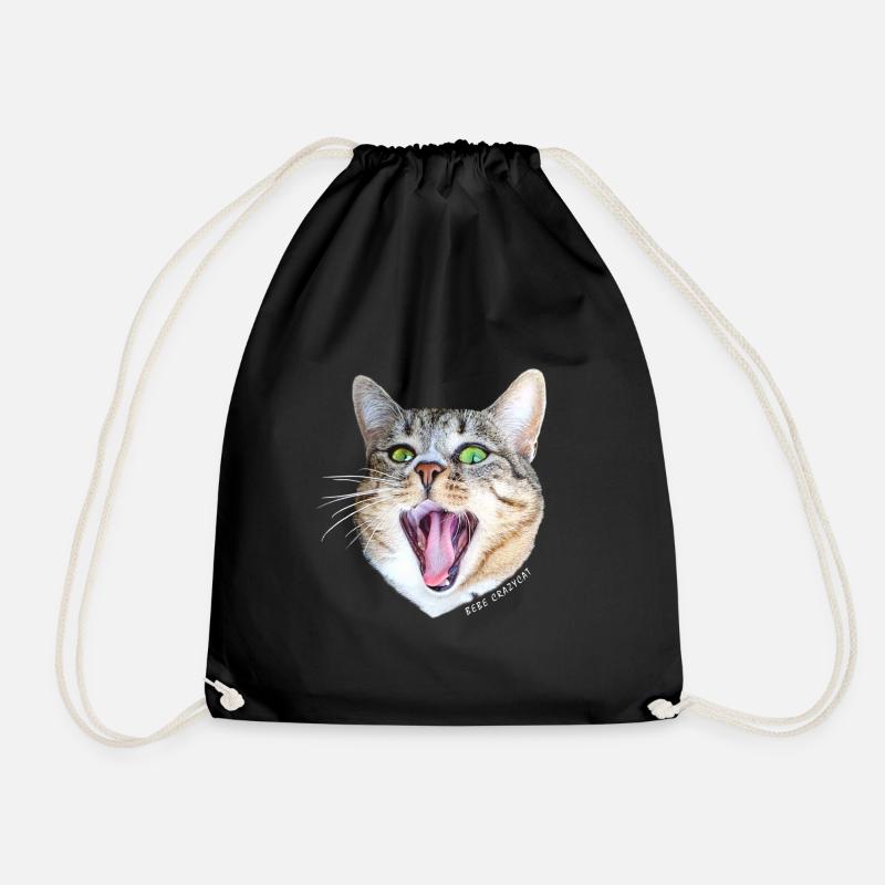 Baby Crazycat White - Drawstring Bag - black
