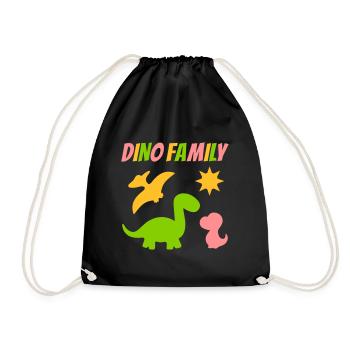 Dino family (Dinosaurier, Sonne) - Turnbeutel - Schwarz - Vorne