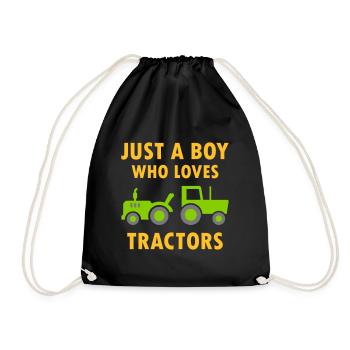 Just a boy who loves tractors (two tractors) - Drawstring Bag - black - Front