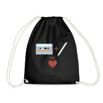 T-shirt cassette et stylo. Nostalgie jeunesse - Sac de sport léger - noir - Devant