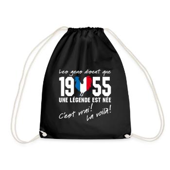 Né en 1955 - Coq aux couleurs françaises - Sac de sport léger - noir - Devant
