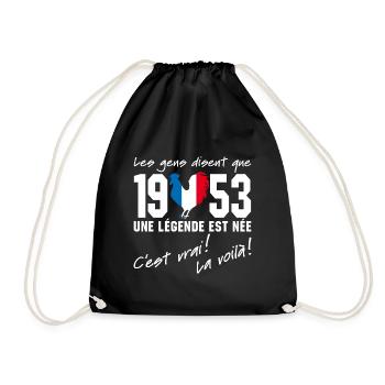 Né en 1953 - Coq aux couleurs françaises - Sac de sport léger - noir - Devant