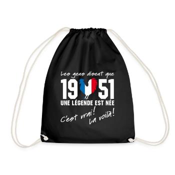 Né en 1951 - Coq aux couleurs françaises - Sac de sport léger - noir - Devant
