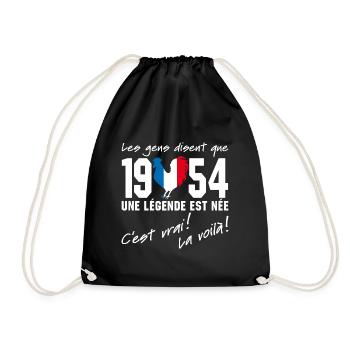 Né en 1954 - Coq aux couleurs françaises - Sac de sport léger - noir - Devant