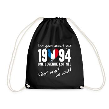 Né en 1994 - Coq aux couleurs françaises - Sac de sport léger - noir - Devant