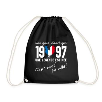 Né en 1997 - Coq aux couleurs françaises - Sac de sport léger - noir - Devant