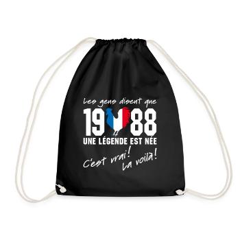 Né en 1988 - Coq aux couleurs françaises - Sac de sport léger - noir - Devant