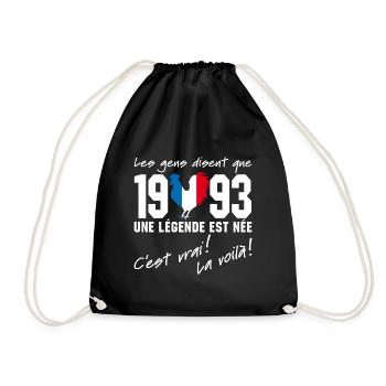Né en 1993 - Coq aux couleurs françaises - Sac de sport léger - noir - Devant