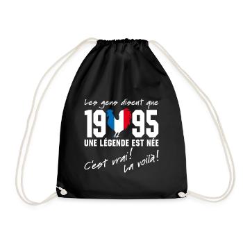 Né en 1995 - Coq aux couleurs françaises - Sac de sport léger - noir - Devant