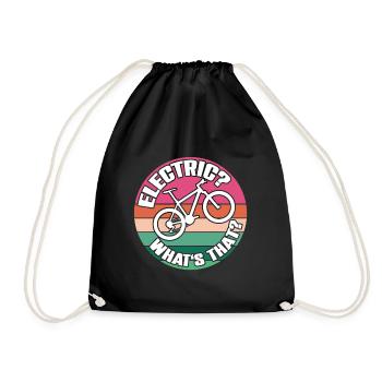 Cycling without electricity and battery - Drawstring Bag - black - Front
