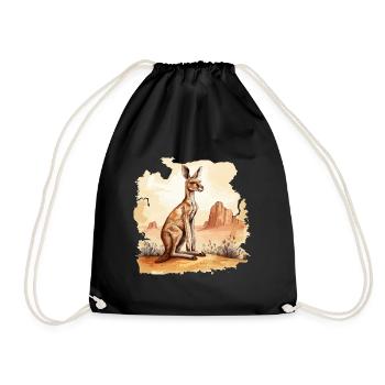Kangaroo Baby Kangaroo Marsupial Kangaroo - Drawstring Bag - black - Front