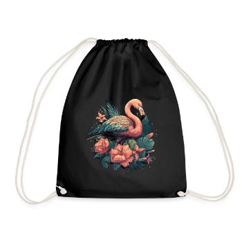 Flamingo Vogel Natur Tiere Wildnis Tropisch - Turnbeutel - Schwarz - Vorne