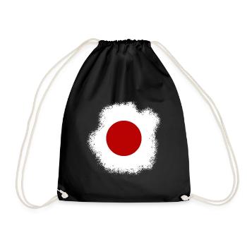 Japan Flagge Used Look Nihon Japanische Fahne - Turnbeutel - Schwarz - Vorne