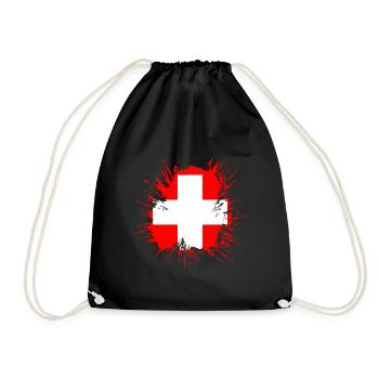 Drapeau de la Suisse Vintage Croix en détresse Look Suisse - Sac de sport léger - noir - Devant