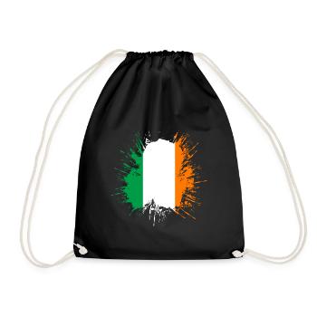 Ireland Flag Vintage Irish Flag Dublin - Drawstring Bag - black - Front